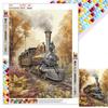 5D DIY Full Square Drill Diamond Painting Woods Train Kit Home Decor 30x40cm