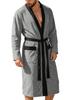 Mens Long Jacquard Solid Color Belted Bath Robe Plus Size Home Loungewear