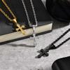 Hiphop Kreuz Halskette für Männer Frauen, 50/55/60cm Edelstahl Kreuz Anhänger, Trendiger Schmuck Geschenk für Ihn Sie