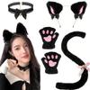 Bow Cat Ears Headband Set Cat Woman Halloween Dress Up Cute Cosplay Headwear  Student
