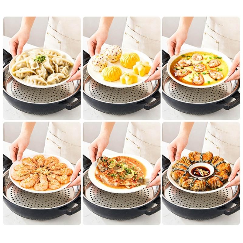 Durable 304 Nonrust Steel Steaming Rack for Uniform Heat and Quick Cleaning Suitable for Various Kitchen Appliances