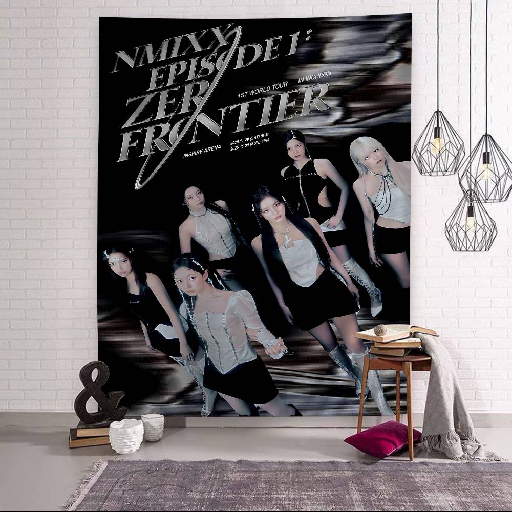 Music Group NNMIXX Anime Tapestry Hippie Flower Wall Carpets Dorm Decor Cheap Hippie Wall Hanging