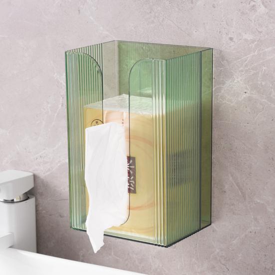 Wall Mounted Tissue Box Holder Large Capacity Transparent Design Simple