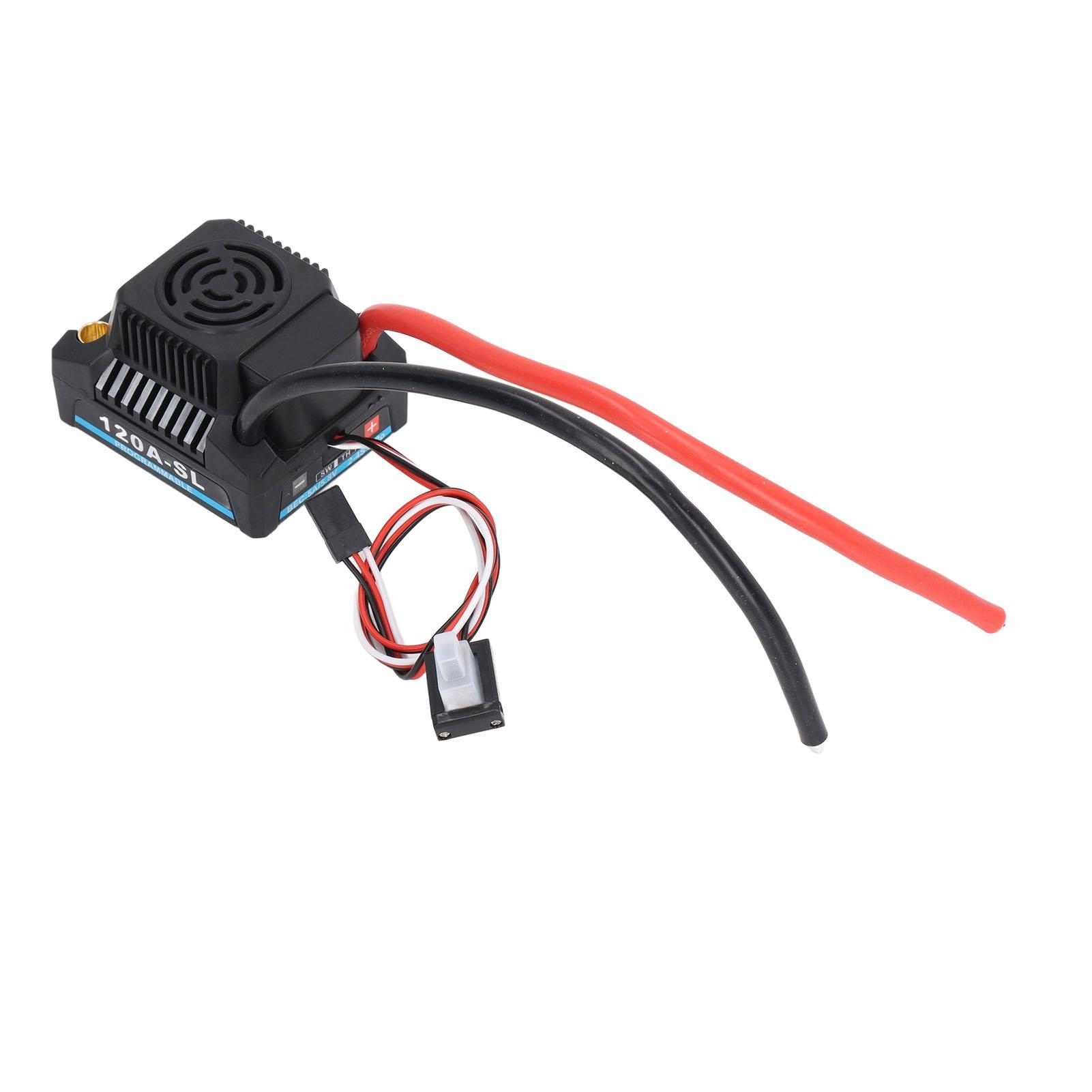 

120A Brushless ESC Professional Programmable Waterproof Electric Speed Controller for 1/8 RC Car