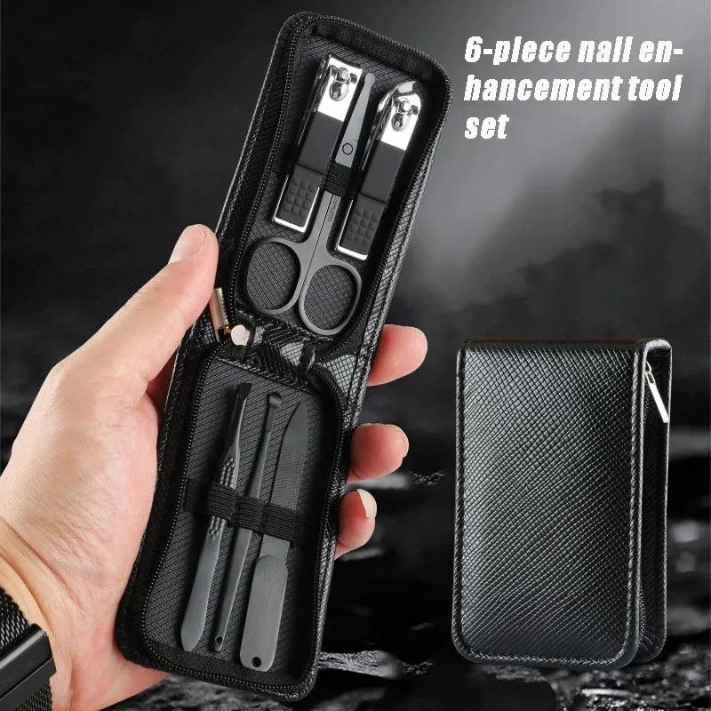 6 PCS Professional Nail Clipper Set - Premium Stainless Steel Manicure Tools for Precise Trimming, Portable Case for Home/Travel