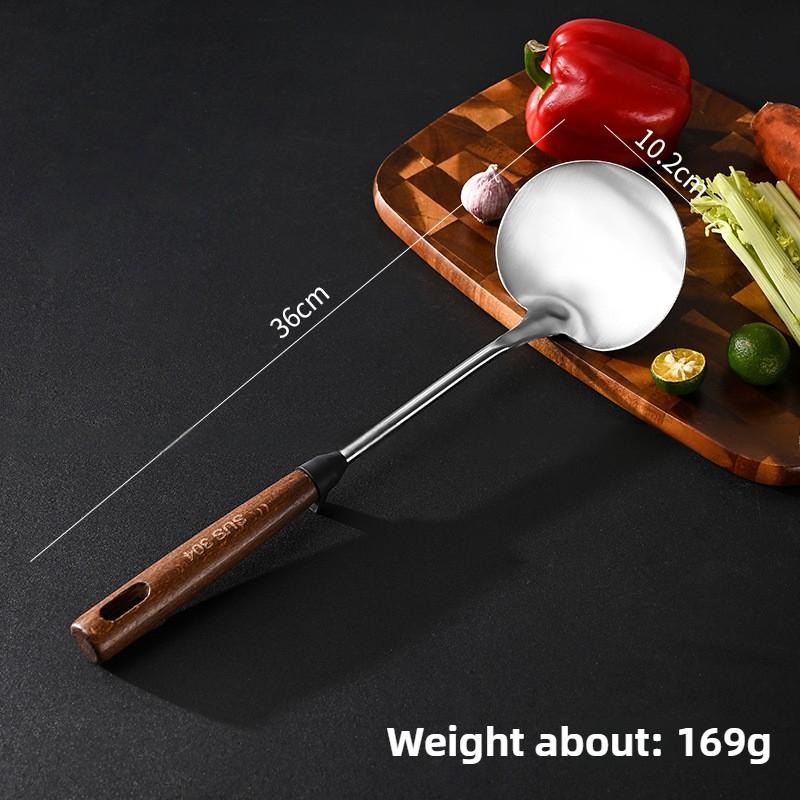 304 Stainless Steel Spatula Household Wooden Handle Utensils High Temperature Colander Shovel Kitchen Utensils Set Spoon Kitchen Utensils