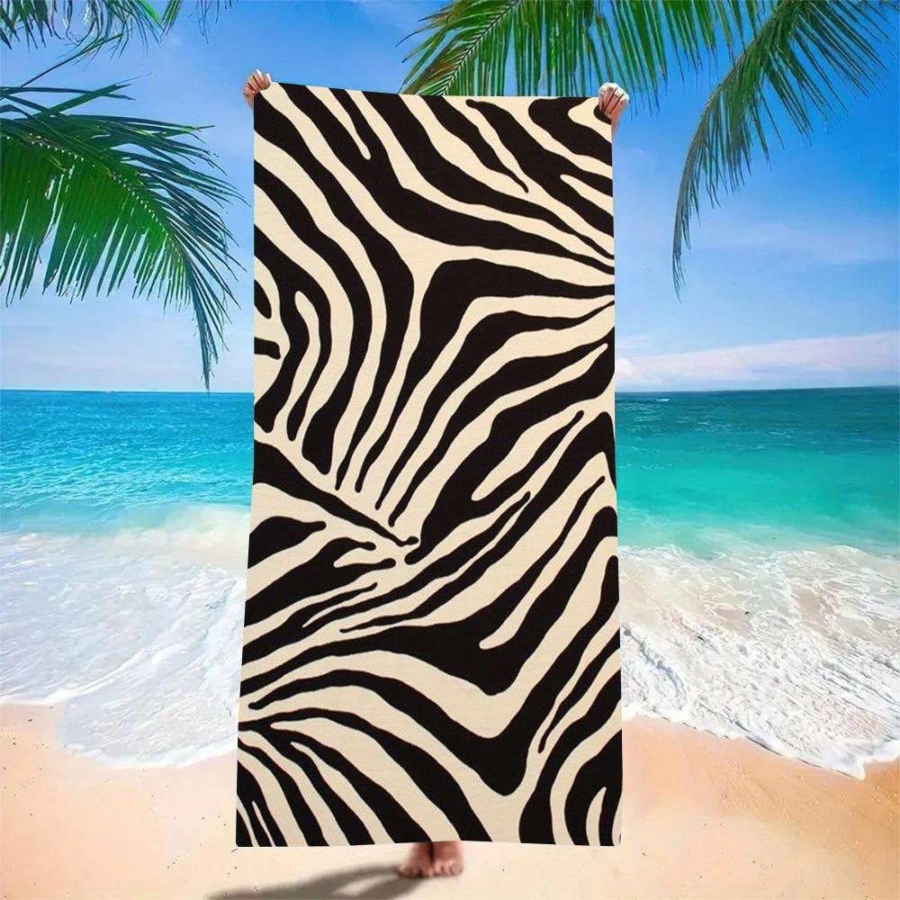 Sweet Leopard Print Beach Towel - Super Absorbent Quick Dry Microfiber, Bow & Butterfly Pattern Blanket for Picnic & Outdoor