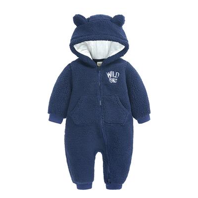 Autunno Inverno Infantile Cartoon Bear Pagliaccetti Tinta unita Neonato Costume Ragazzi Ragazze Pagliaccetto con cappuccio Vestiti