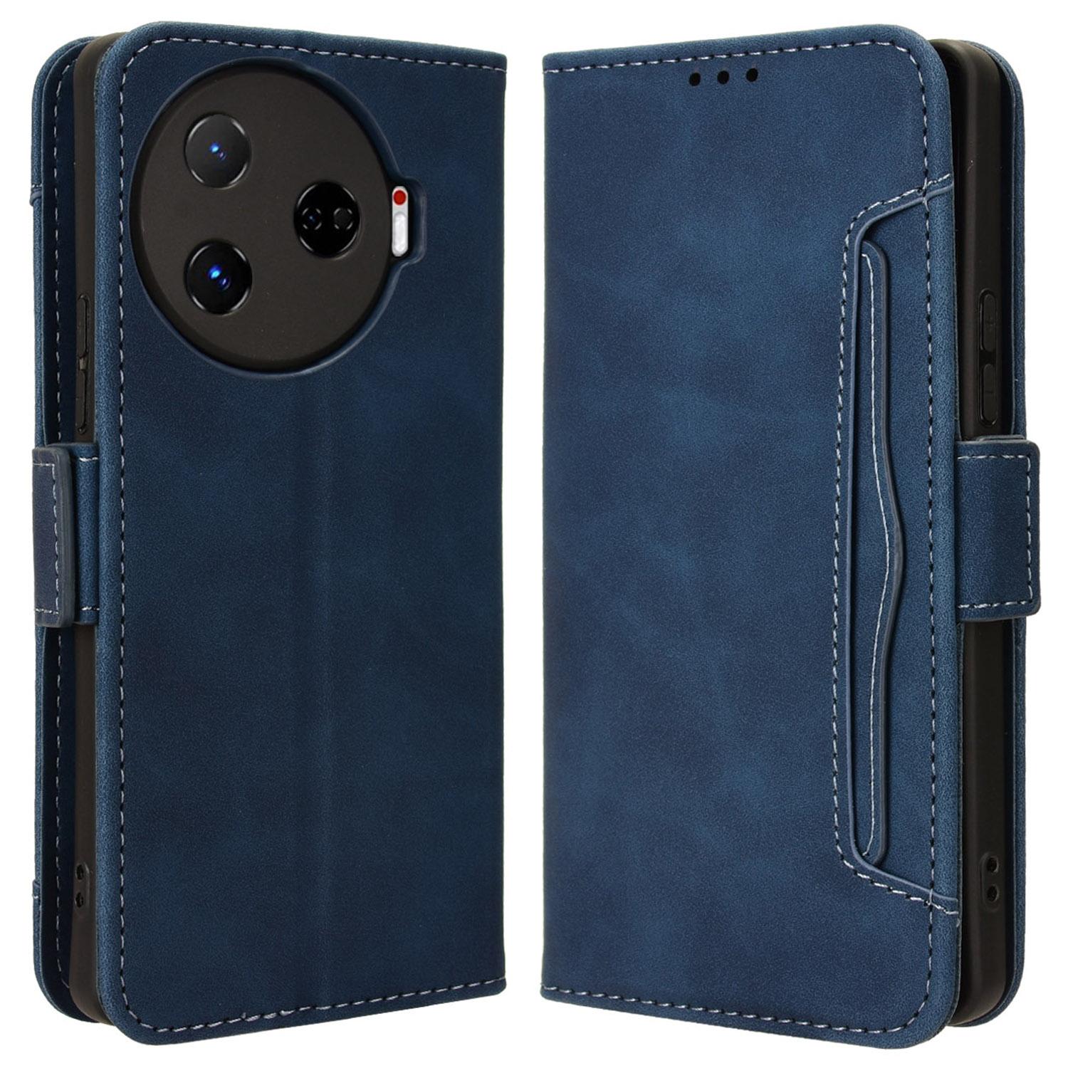

For TECNO Camon 30 Pro 5G CL8 Case Multiple Card Slots Leather Wallet Phone Cover Blue