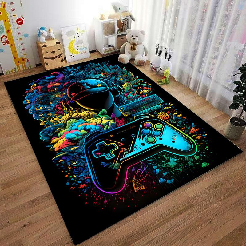 Vibrant Gamer Art Carpet suitable as a non-slip mat for the living room or bedroom sofa