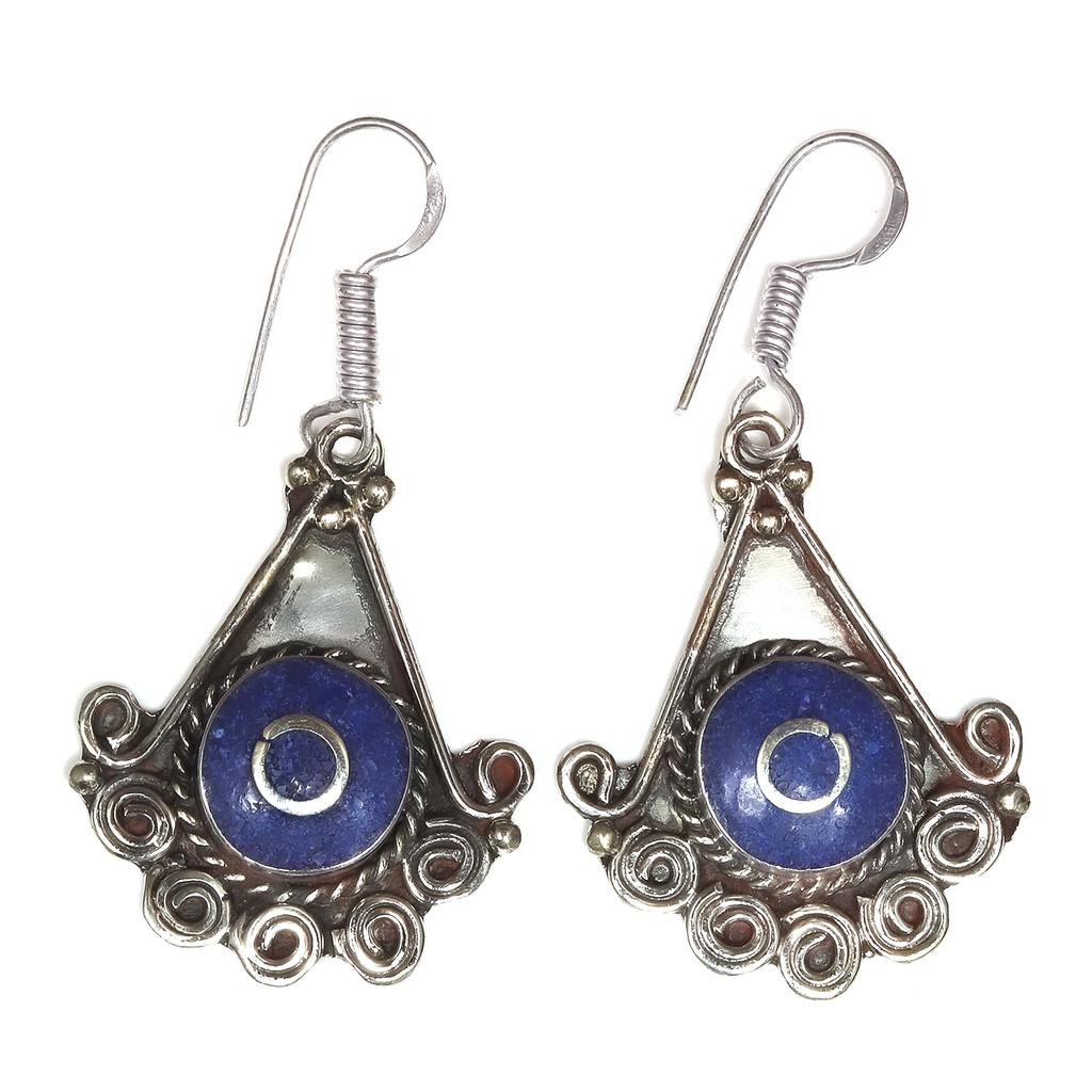 Tibetan Turquoise Lapis Lazuli Nepali Earrings Handmade Jewelry Coral Tribal