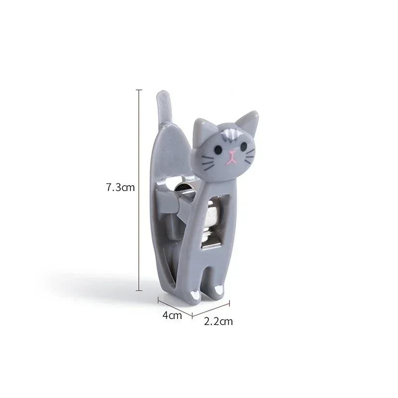 6 /Bag Cartoon Cute Cat Clip Food Seal Clip Note Memo Clip Multi-functional Compact Clothpin For Portable Snack Storage Bag Clip