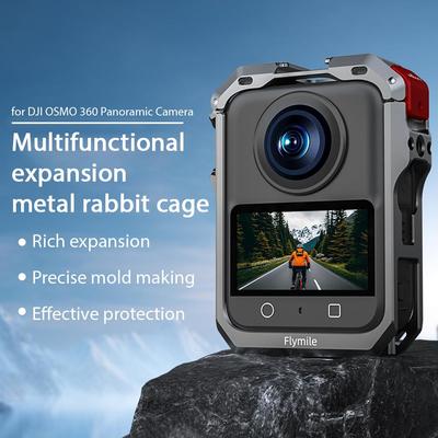 Metal Cage Frame For DJI Osmo 360 With Lens Protective Cap Aluminum Alloy Frame Action Camera Mounting Shell With Cold Shoe