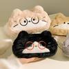 Cute Plush Pencil Case with Animal Glasses Design Large Capacity Cat Dog Shaped Makeup Bag School Stationer Bag Gift for Kids