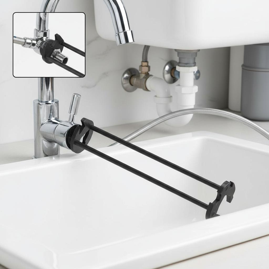 5-in-1 Sink Wrench Multifunctional Carbon Steel Faucet Key Plumbing Pipe Wrench Bathroom Kitchen Sink Repair Set Hardware Tools