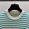 26 Years of New College Style Striped Knitted Top Women's Crew Neck Series Contrasting Color Splicing Striped Elastic Knitted Top