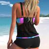 Damen Neckholder-Bikini-Tankini-Badeanzug, Badeanzug mit Spitzenausschnitt