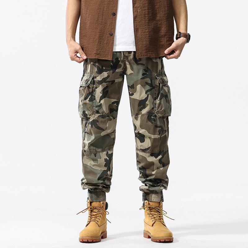 Camouflage Overalls Herren Frühlingstide Marke Neu Gebundene Hose Locker Outdoor Sport und Freizeit A-