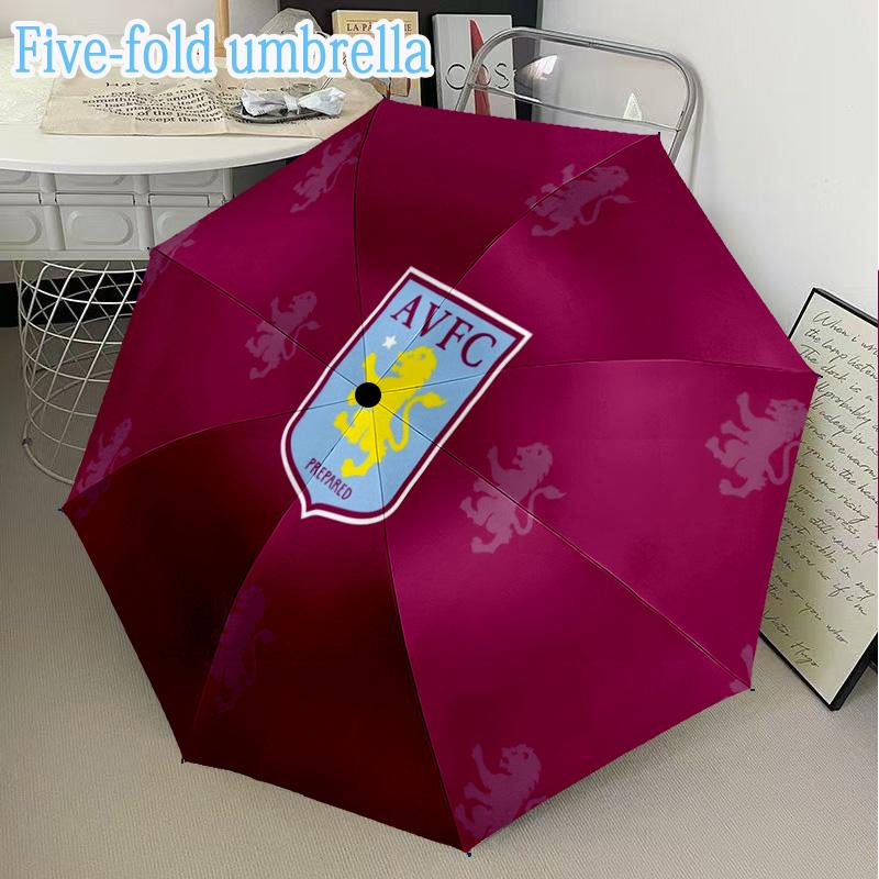 Aston Villa Football Club Mini Umbrella, 5-Fold, Lightweight, Retractable Umbrella Features 8 Ribs, Ideal for Outdoor Use Birthday Gifts