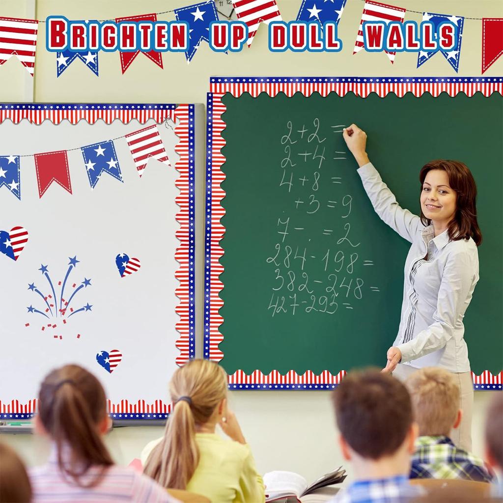 4th of July Bulletin Board Border Independence Day Bulletin Border Trim Bulletin Board Sticker for Classroom Decoration