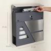 Mailbox Wall-Mounted Weatherproof with Newspaper Holder and 2 Keys for Exterior Wall, Dark Grey