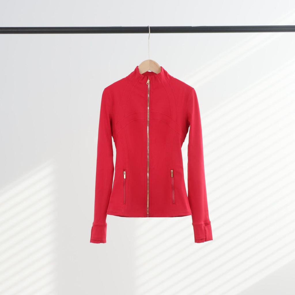 Giacca Sportiva da Donna Slim Fit con Zip Dorata - Collo Alto, Manica Lunga, Alta Elasticità, Abbigliamento Fitness Yoga