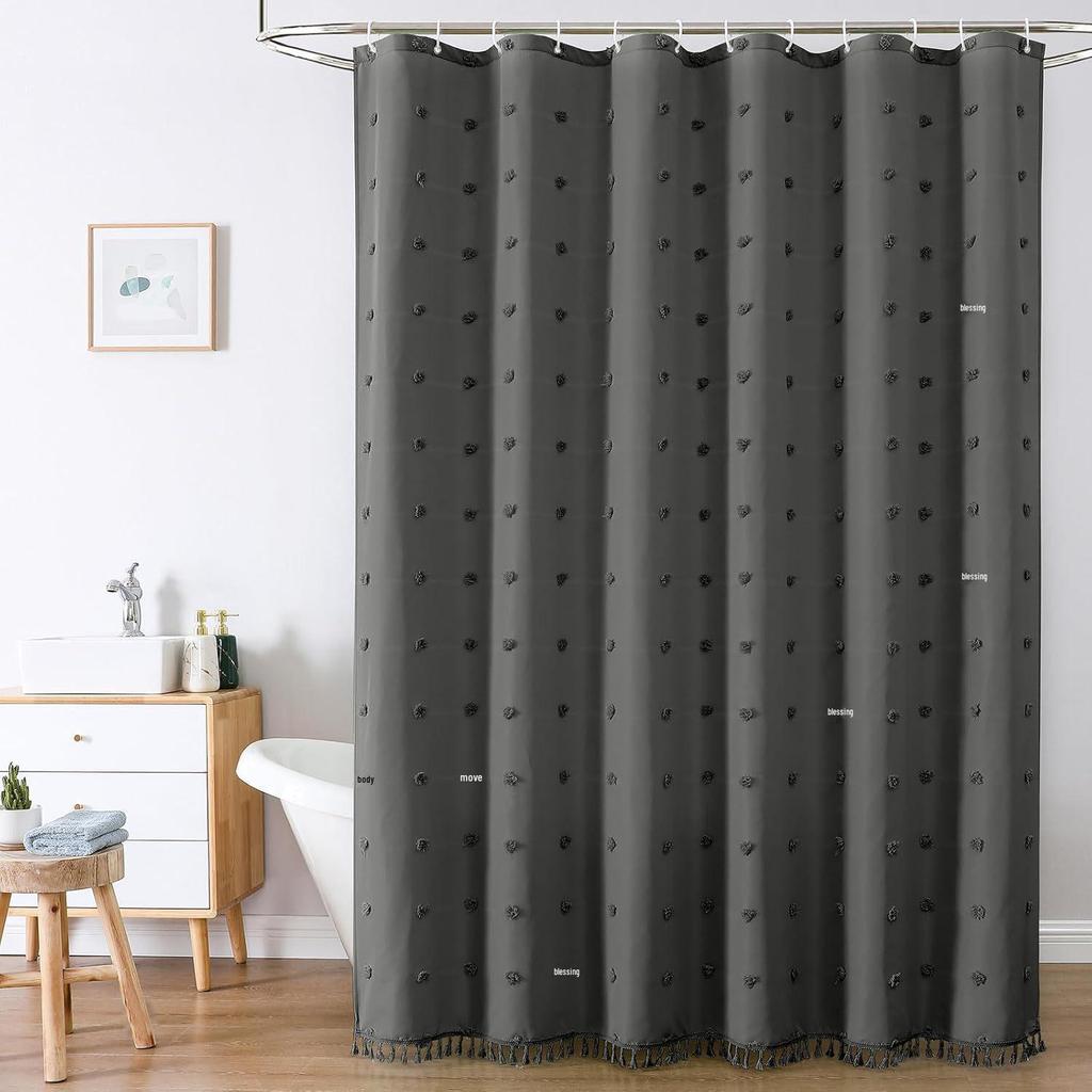 Hydrangea Floral Tassel Shower Curtain: Elegant Style for Home & Hotel Bathrooms