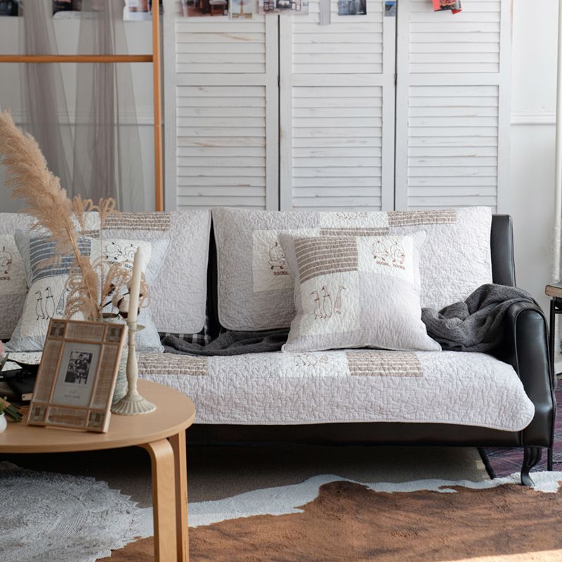 

Handcraft Patchwork Scandinavian Cotton Sofa Cushion Fabric Non-Slip Cushion Minimalist Cartoon Neutral Combination Leather Sofa Towel Shallow coffee 50*50cm pillow case