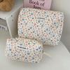 Large Floral Corduroy Makeup Bag for Women - Portable Handheld Skincare Storage