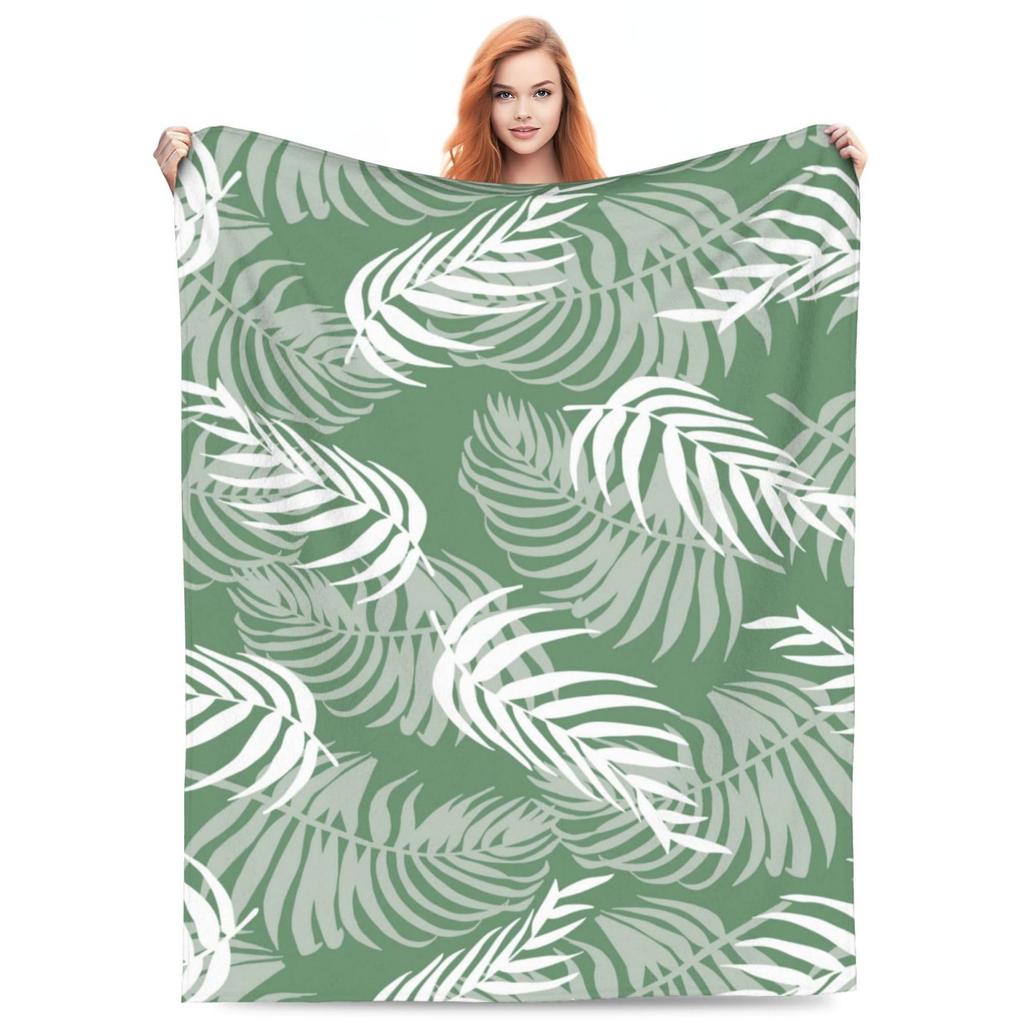 Tropical Palm Leaves Throw Blanket Ultra Soft Warm Lightweight Cozy Plush Blanket for Bed Chair Car Sofa Couch Bedroom Dorm