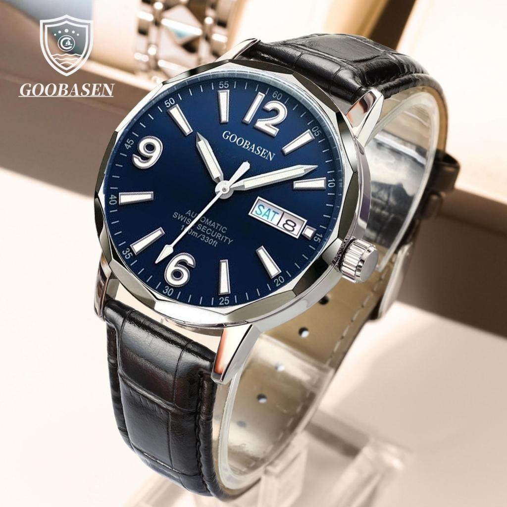 Gubaisen Men's Waterproof Quartz Watch with Calendar Feature