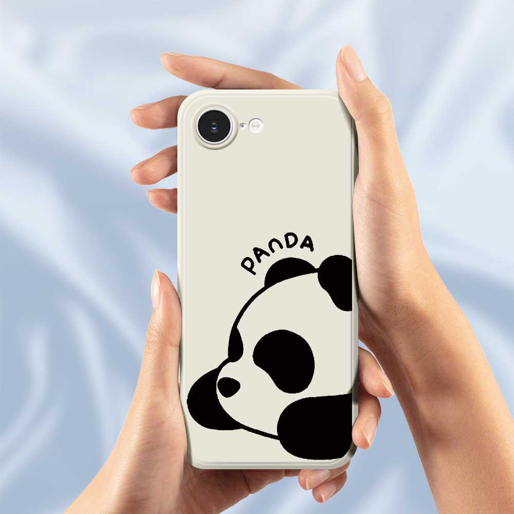For iPhone 16e Case Cute Panda Pattern Printing Straight Edge TPU Phone Back Cover