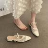 Fashion Shoes Woman 2025 Female Slippers Mules Sexy Butterfly-Knot Cover Toe Square Heel New Block Summer Slides Butterfly-knot Shoes Sq