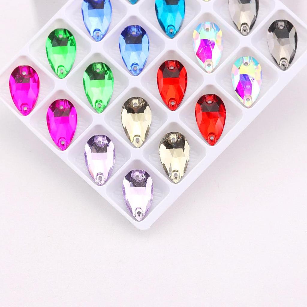 Mixed Color Crystal Buckles - Handmade Double Hole Glass Diamond for DIY Clothing