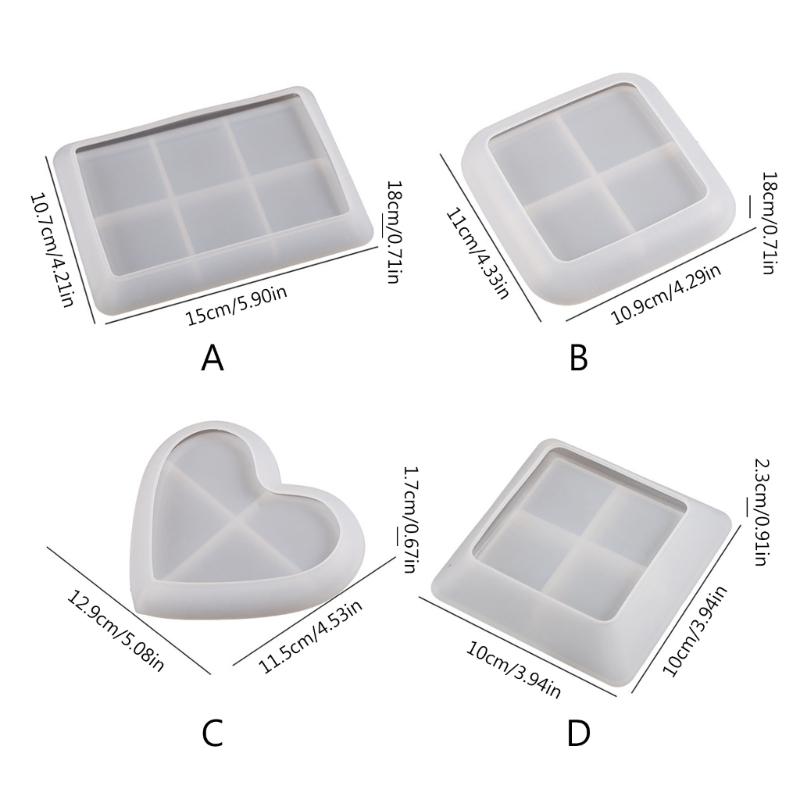 Silicone Resin Moulds Multi-shapes Resin Cup Tray Mould DIY Coaster Moulds for DIY Epoxy Resin Casting Craft Decoration