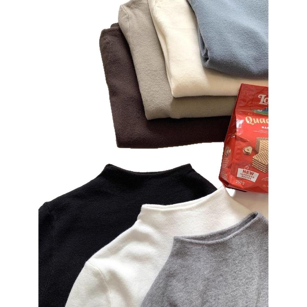 Soft Glutinous Semi-High Neck Velvet Pullover: Slimming Long-Sleeve Knitted Sweater for Autumn