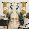 Set Of 2 Elegant Jit Floral Peacock Curtains Polyester Drapes Living Room Bedroom Window Decor Curtain Light Blocking For Made With Rod Pocket