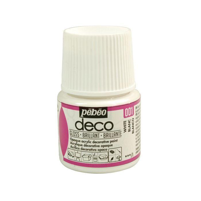 Acrylic Paint - Pébéo - P.BO Déco - Glossy White - 45ml - Water-based Opaque