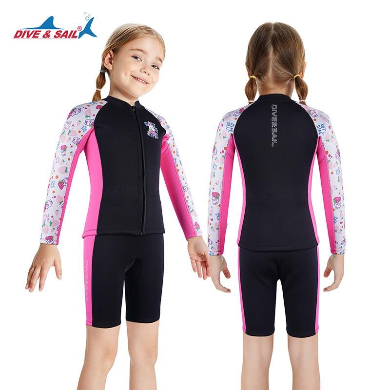 DIVESAIL Kinder 2,5mm Ganzkörper-Neoprenanzug Schnorcheln Surfen Schwimmen Wärme Schutz Mädchen Langarm Neopren Tauchanzug