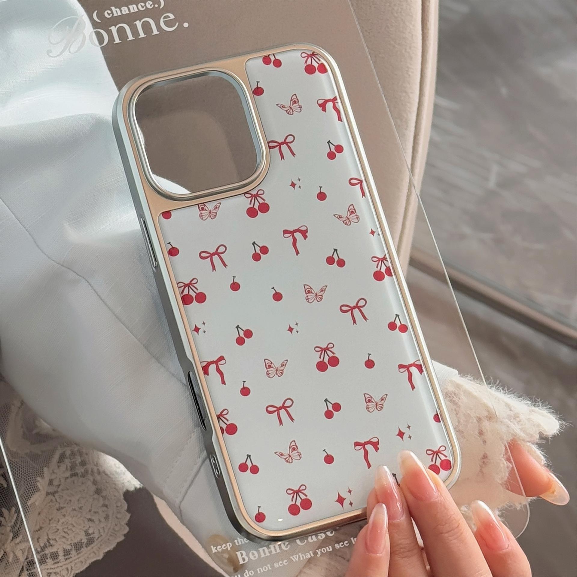 

Ins Cherry Bow with 16 for Apple 17pro Max Phone Case for IPhone14 Epoxy 1315 for Huawei For Samsung S25ULTRA