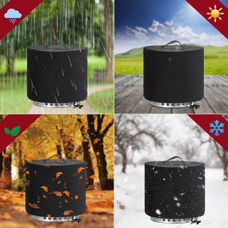 Durable Polyester Fire Pit Cover Designed For 15 Inch Round Pits Featuring Handle Easy Installation