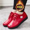 Winter Loafers Women's Shoes Red Leather Loafers Waterproof Flat Shoes Women Loafers Warm Walking Sneakers with Fur Casual Shoes