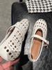 2025 New French Hollow Ballet Shoes Flat Bottom One-word Buckle Shallow Mouth Mary Jane Shoes Women's Niche Design Single Shoes