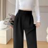 Women's Black High-Waisted Wide-Leg Suit Trousers