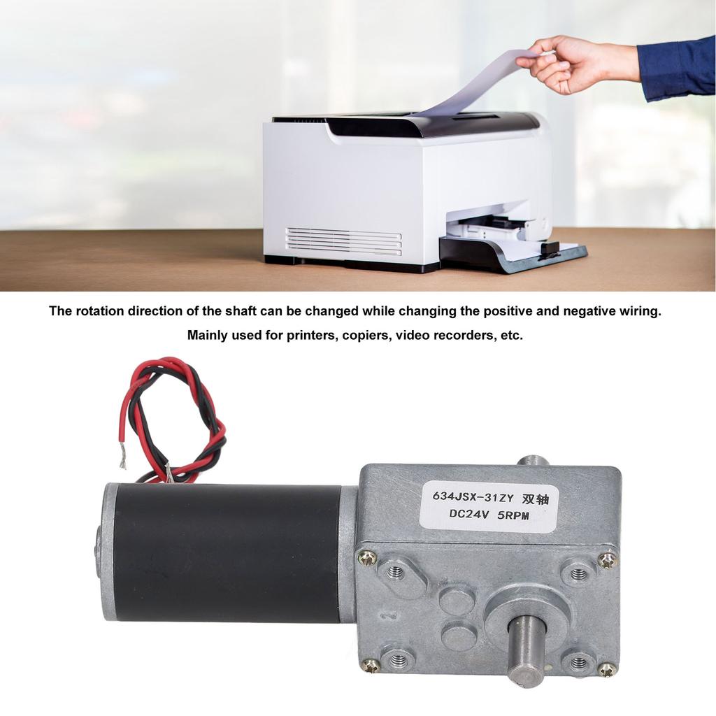 Gear Motor 24V Speed Reduction Self Locking Dual Shaft Reversible Worm Geared Motor