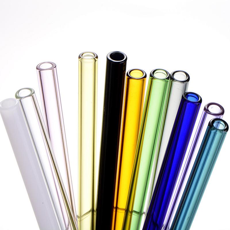 8mm 10mm Bar Tumbler Drinking Straight/ Curve Clear Assorted Colors Reusable Multiuse Home Lving Eco Thick Glass Straw Party  Beads
