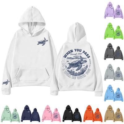 Unisex Leichtgewichtiger Langarm-Pullover-Hoodie mit Taschen und Aufdruck