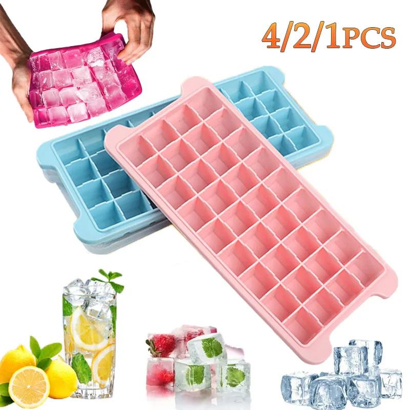 1-4PCS Silicone Ice Compartment Ice Cube Molds Easy Release Square Ice Mold for Whiskey Ice Ball Maker Kitchen Supplies