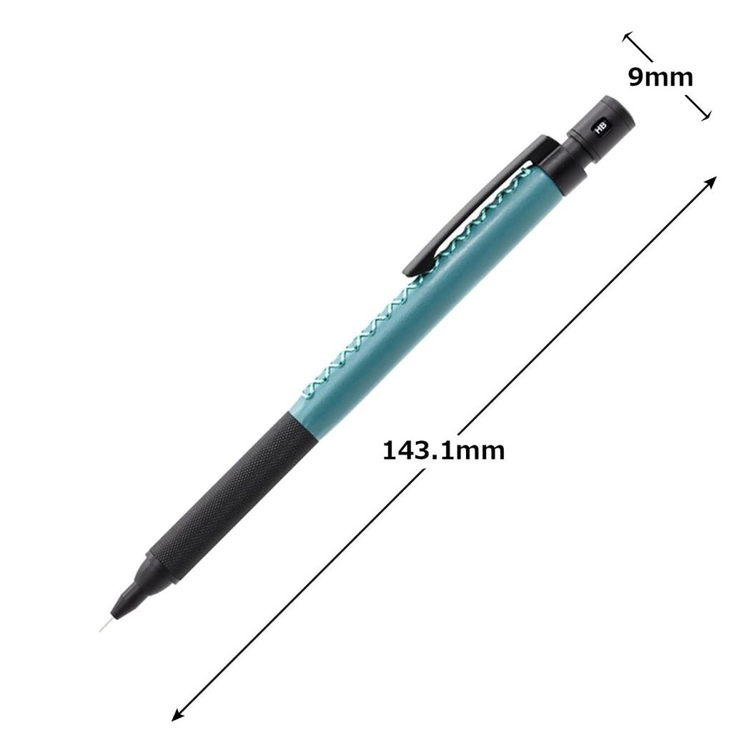 Luddite TechDraw 2 Mechanical Pencil 0.5mm - Premium Metal & Genuine Leather Drafting Pencil - Turquoise