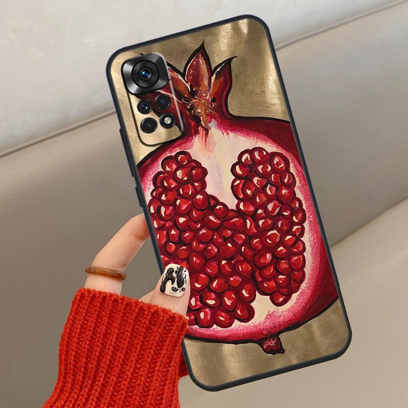 Food Fruit Red Pomegranate Case For Xiaomi Redmi Note 14 13 12 11 10 15 Pro Plus Cover For Redmi 15 C 13C 10C 12C 14C